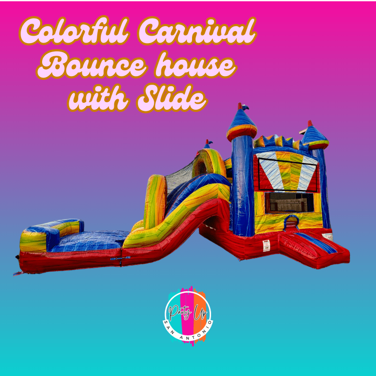 Colorful Carnival Bounce house with Slide