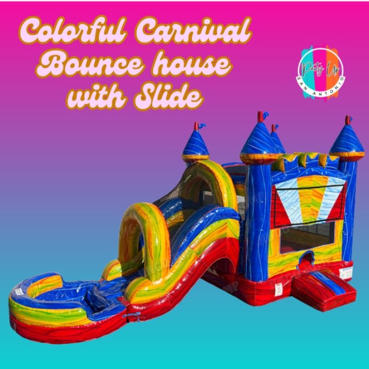 Colorful Carnival Bounce house with Slide