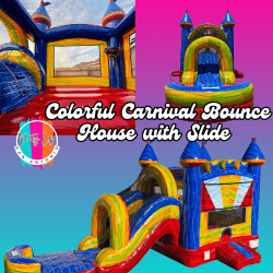 Colorful Carnival Bounce house with Slide