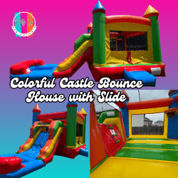 Colorful Castle Bounce House with slide