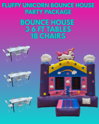 Fluffy Unicorn Bounce House Small Party Package