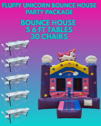 Fluffy Unicorn Bounce House Large Party Package