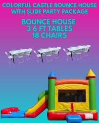 Colorful Castle Bounce House with Slide Small Party Package