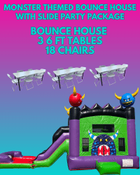 Monster Themed Bounce House with Slide Small Party Package