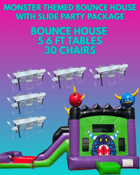 Monster Themed Bounce House with Slide Large Party Package