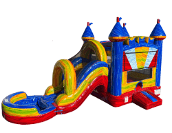 Colorful Carnival Bounce house with Slide (Wet/Dry)